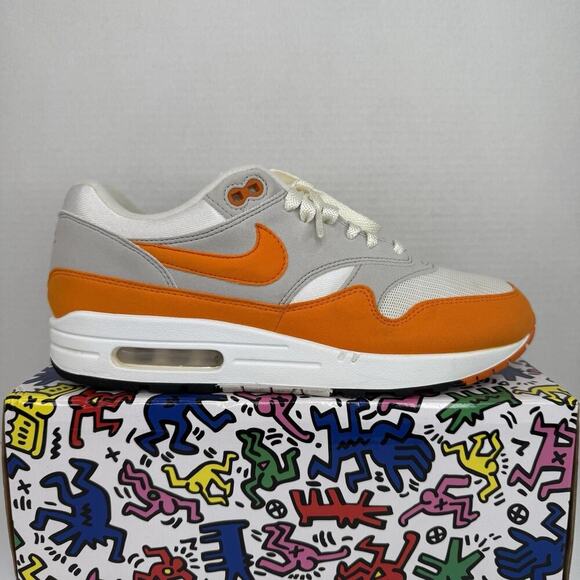 Nike Air Max 1 Anniversary Orange Sneaker DC1454 101 Mens Size 9 Pre-owned W/Box - Picture 1 of 10